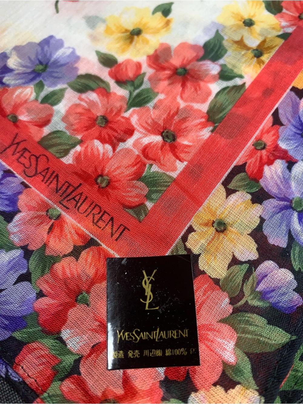 Yves Saint Laurent Floral Mini Scarf - Red Multicolor